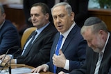 Israeli Prime Minister Benjamin Netanyahu leads the weekly cabinet meeting.