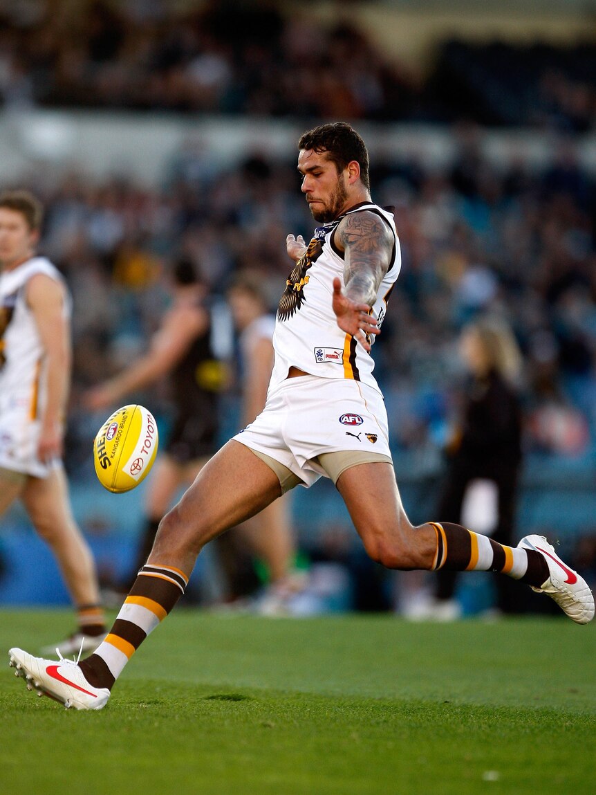 Chief destroyer ... Lance Franklin had four goals in Hawthorn's comfortable win.