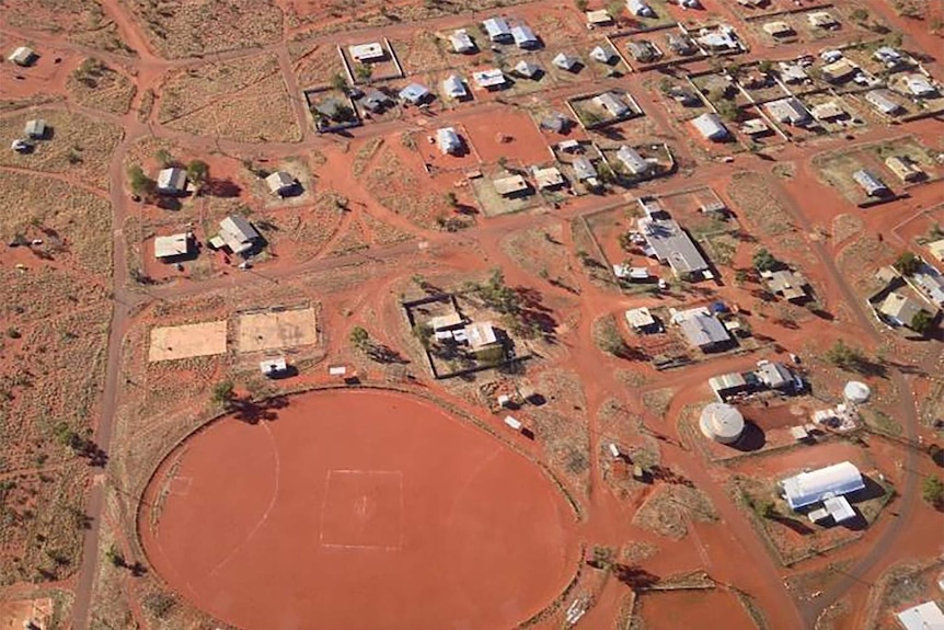 An aerial image of a remote Indigenous community included in a five-year water saving study