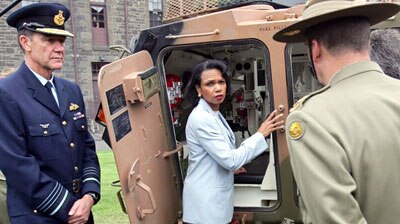Personal congratulations: Dr Rice has spent time with Australian troops in Melbourne.