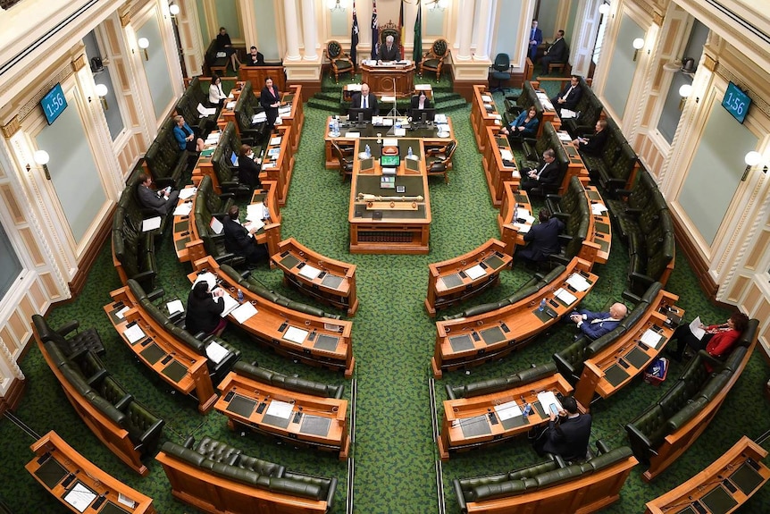 Parliament house in Brisbane during coronavirus pandemic.