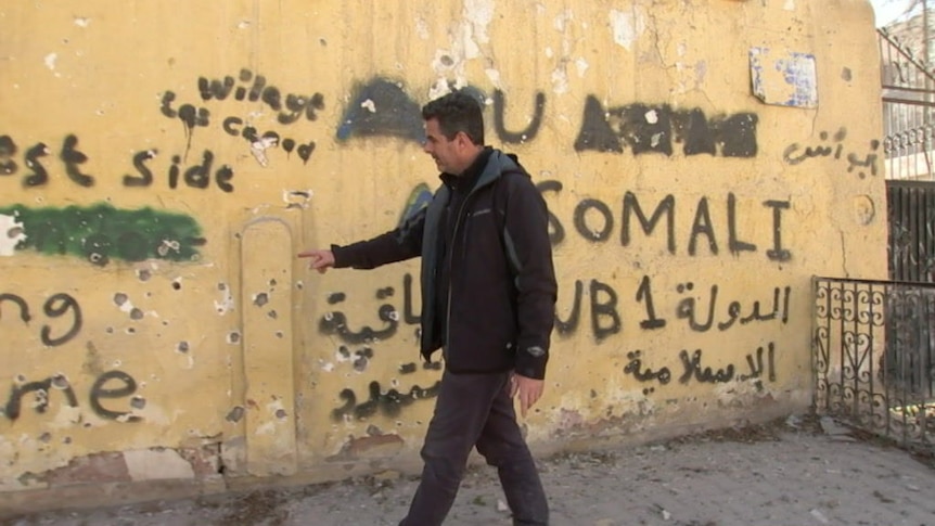 Foreign IS fighters have left their mark on deserted Raqqa.