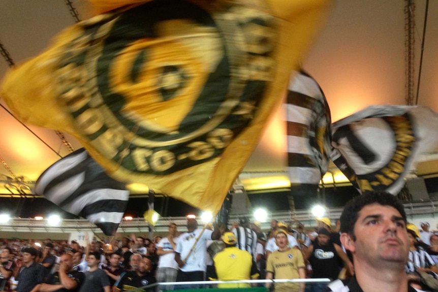 Botafogo fans wave flags at the Maracana