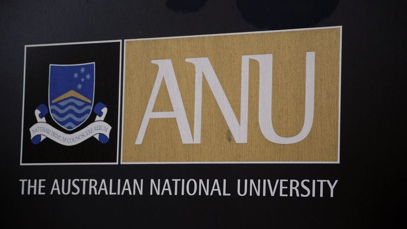 Close up of Australian National University (ANU) campus sign.