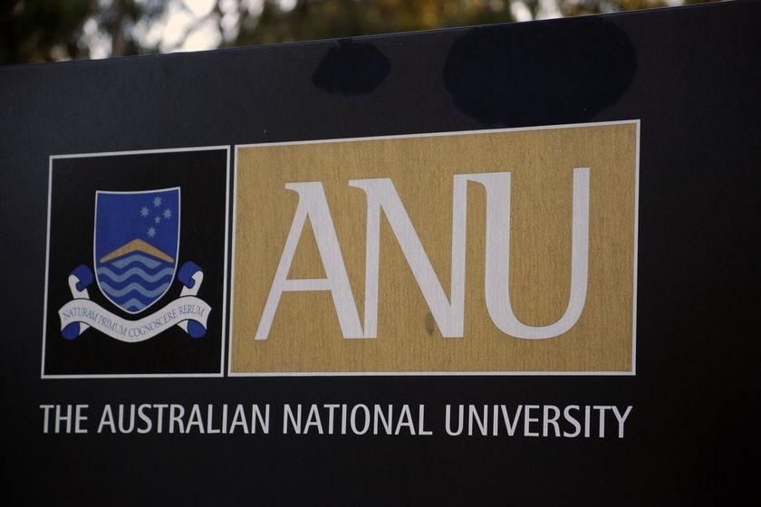 Close up of Australian National University (ANU) campus sign.