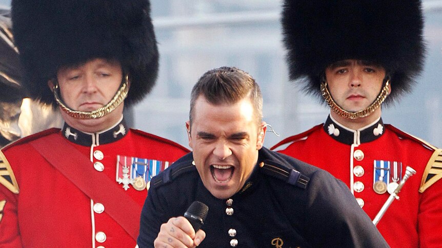 Robbie Williams performs during the Diamond Jubilee concert at Buckingham Palace.