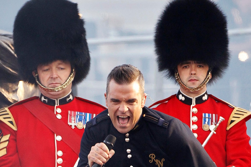 Robbie Williams performs during the Diamond Jubilee concert at Buckingham Palace.
