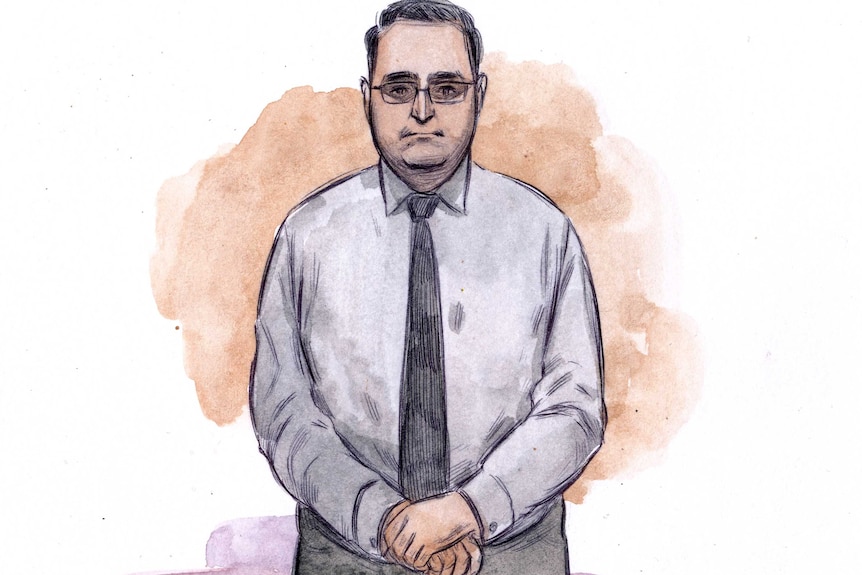 A court sketch of Bradley Edwards from the waist up.