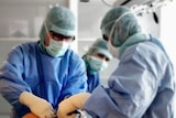 Two people in surgical scrubs