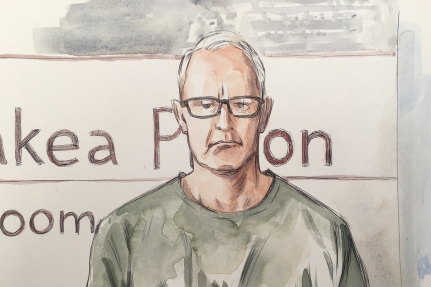 Hand-drawn picture of Paul Whyte in prison greens.