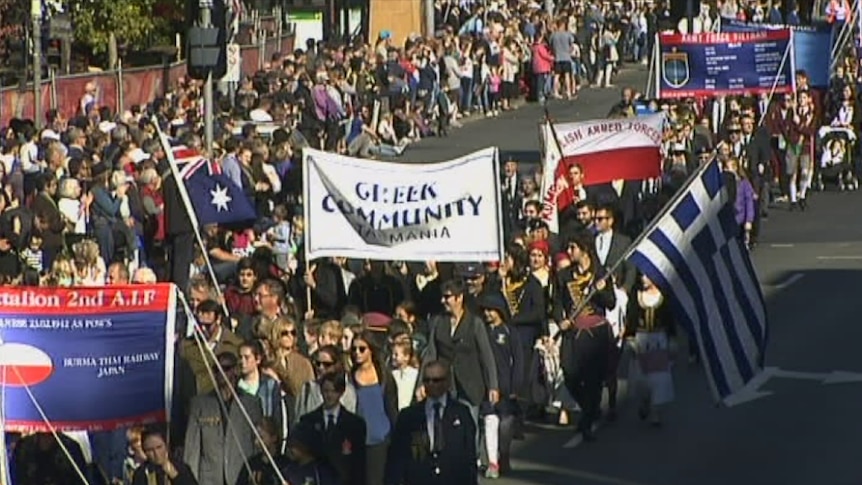 Tasmania's Greek community in the Anzac Day march