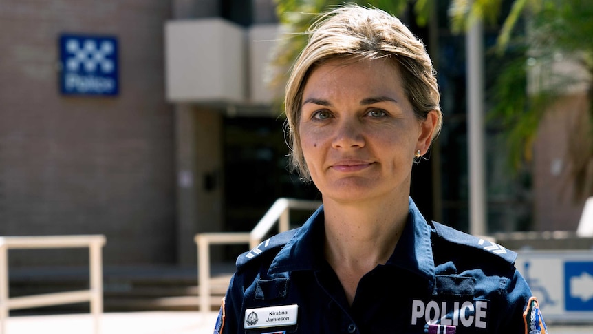 Senior Constable Kirstina Jamieson outside a police station.