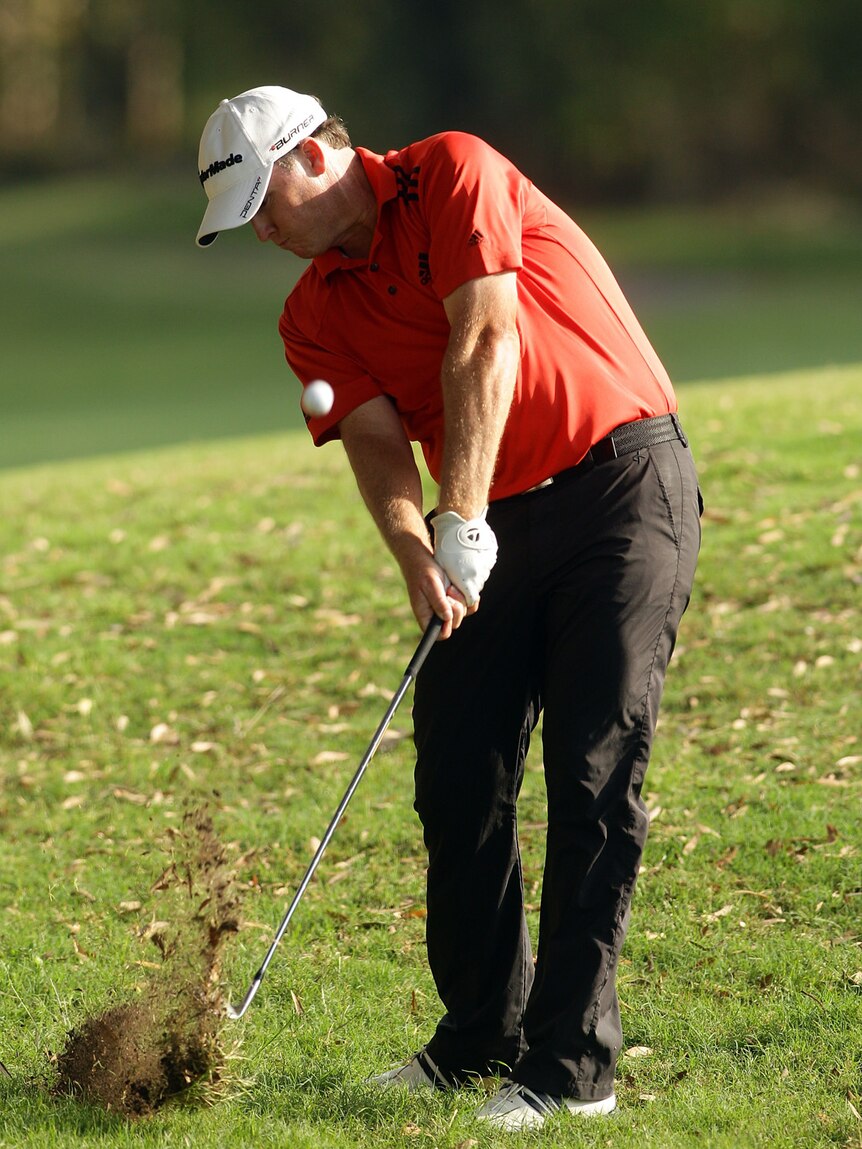 Marcus Fraser (pictured) is battling Bubba Watson and Kyung-Tae Kim for the outright lead at Coolum.