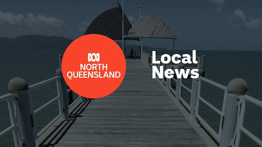 A jetty with a shade sail over the end, with the ABC North Queensland log and 'local news' superimposed over it.