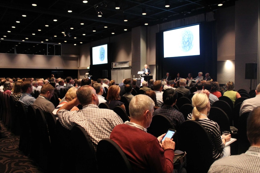 A hall full of people at the 2017 Waste Conference in Coffs Harbour.