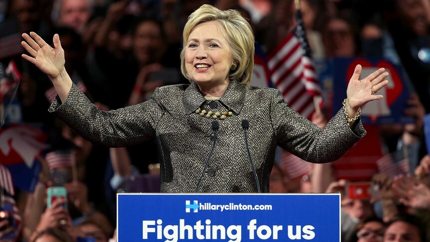 Hilary Clinton at a primary election event in Philadelphia