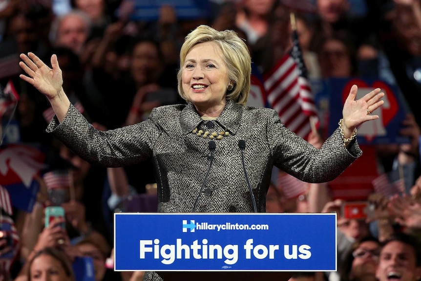 Hilary Clinton at a primary election event in Philadelphia