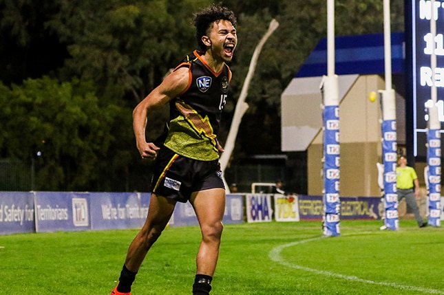 Malcolm Rosas yells while playing with NT Thunder