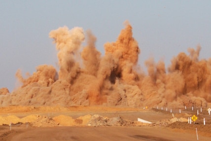 Excavation work during the construction of Tiger Brennan Drive in 2009