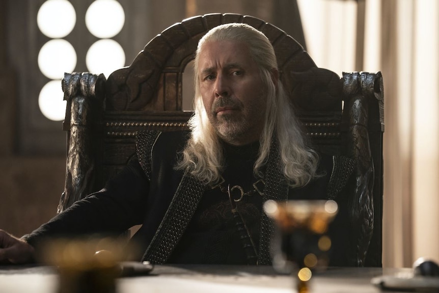 King Viserys, played by actor Paddy Considine, in a still image from HBO's House of the Dragon.