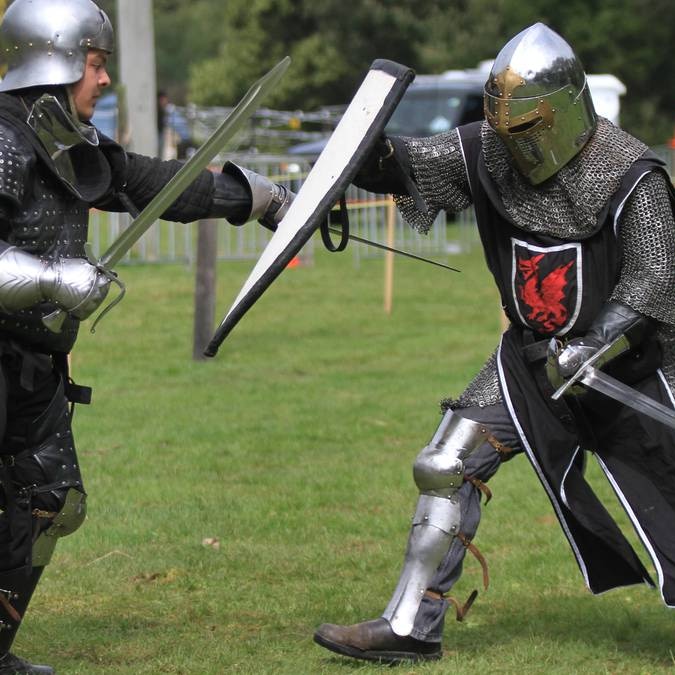 Combatants battle one another during the Burnie-Wynyard Medieval Festival