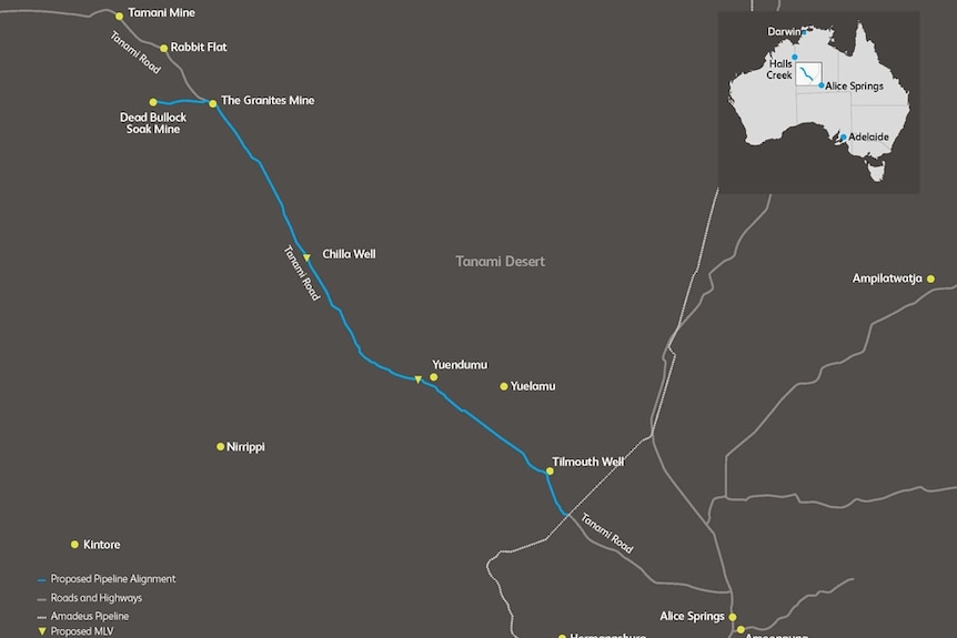 A map of the proposed gas pipeline route