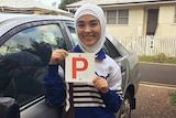 Rahila Abdul Hadi holding her P-plates