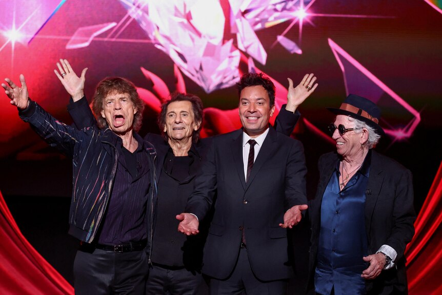 The Rolling Stones launched their forthcoming album, Hackney Diamonds, in London with comedian Jimmy Fallon.