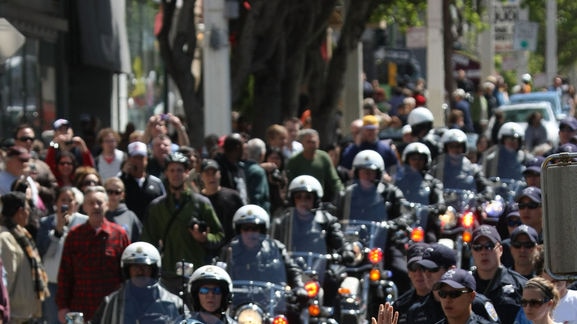 A large police presence has been evident during the Olympic torch relay so far, including in San Francisco. (file photo)