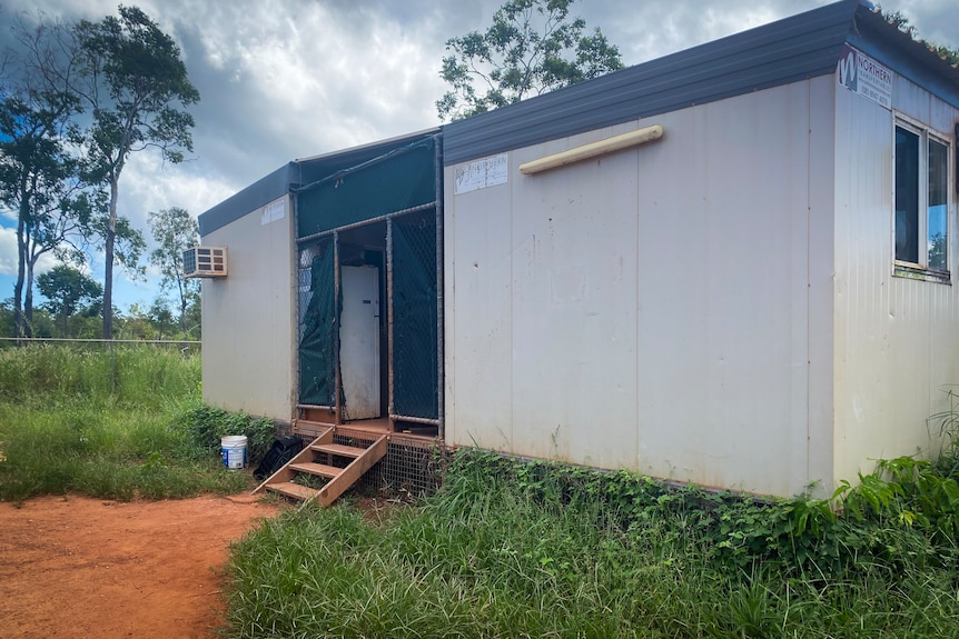 The entrance to remote community demountable housing