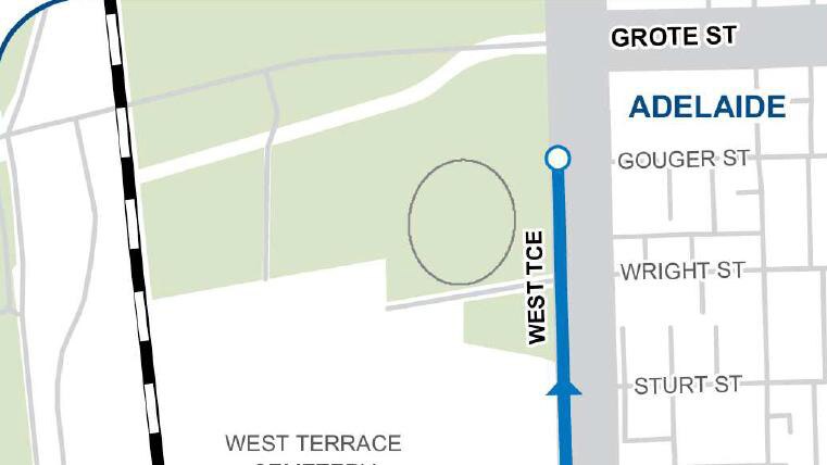 Map shows blue and green bus lanes and red bike only lanes