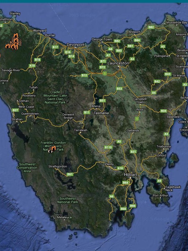 Tasmanian fire map