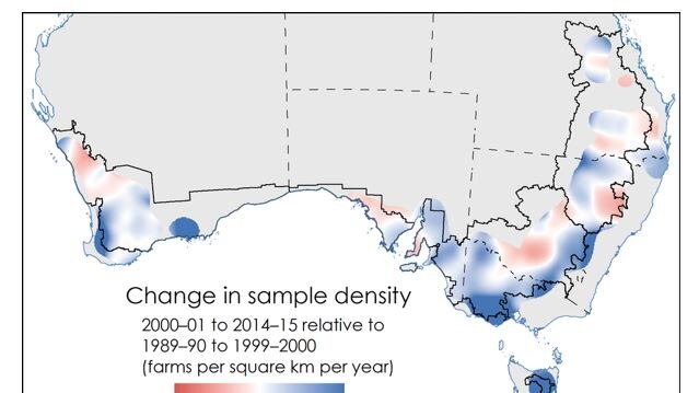 A map showing a difference in Australia's southern cropping zones