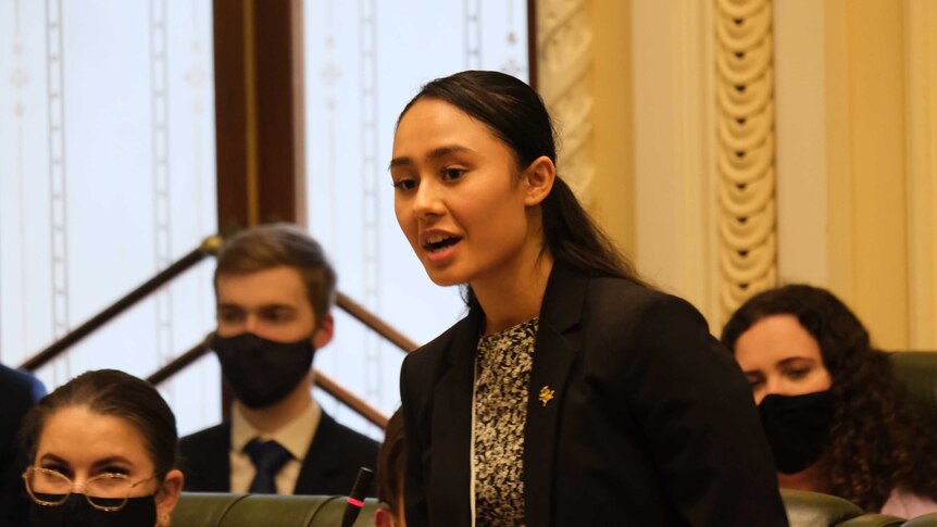 Member for Toowoomba North in Queensland Youth Parliament Mahsa Nabizada in the chamber