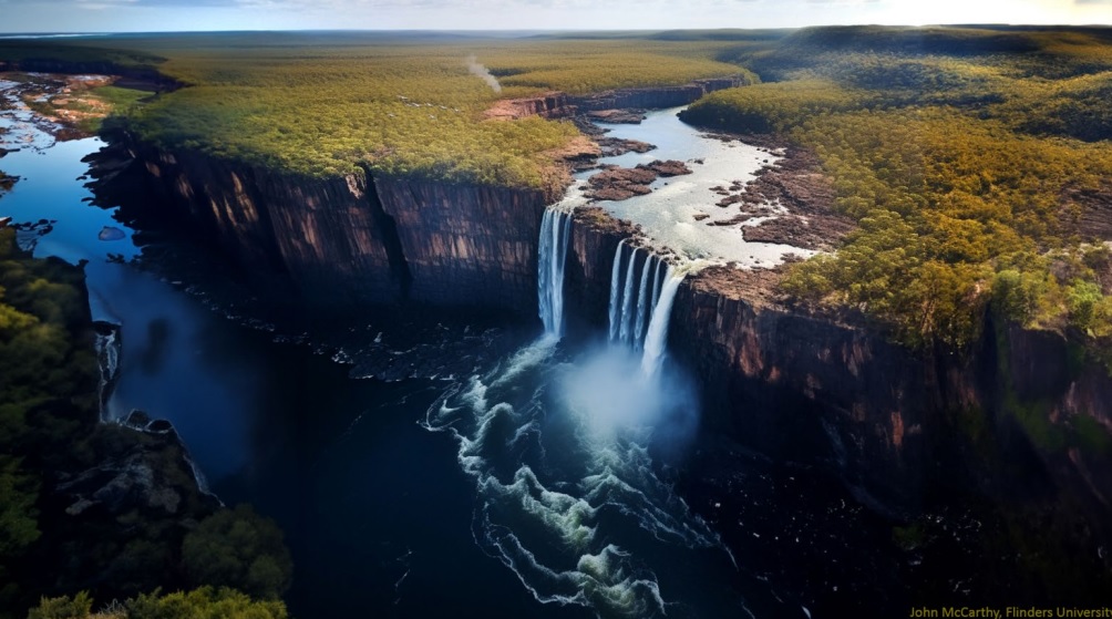 a cascading waterfall landscape