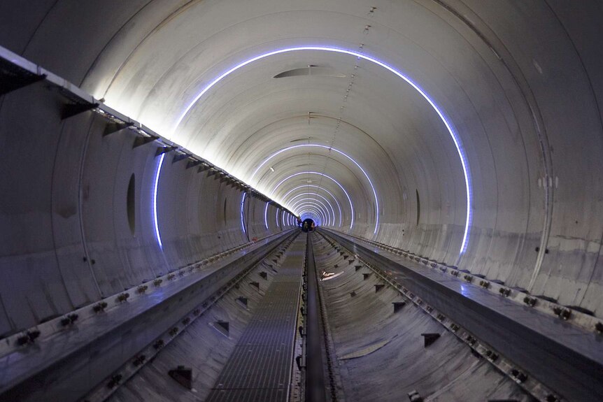 Internal view of Virgin's Hyperloop test track
