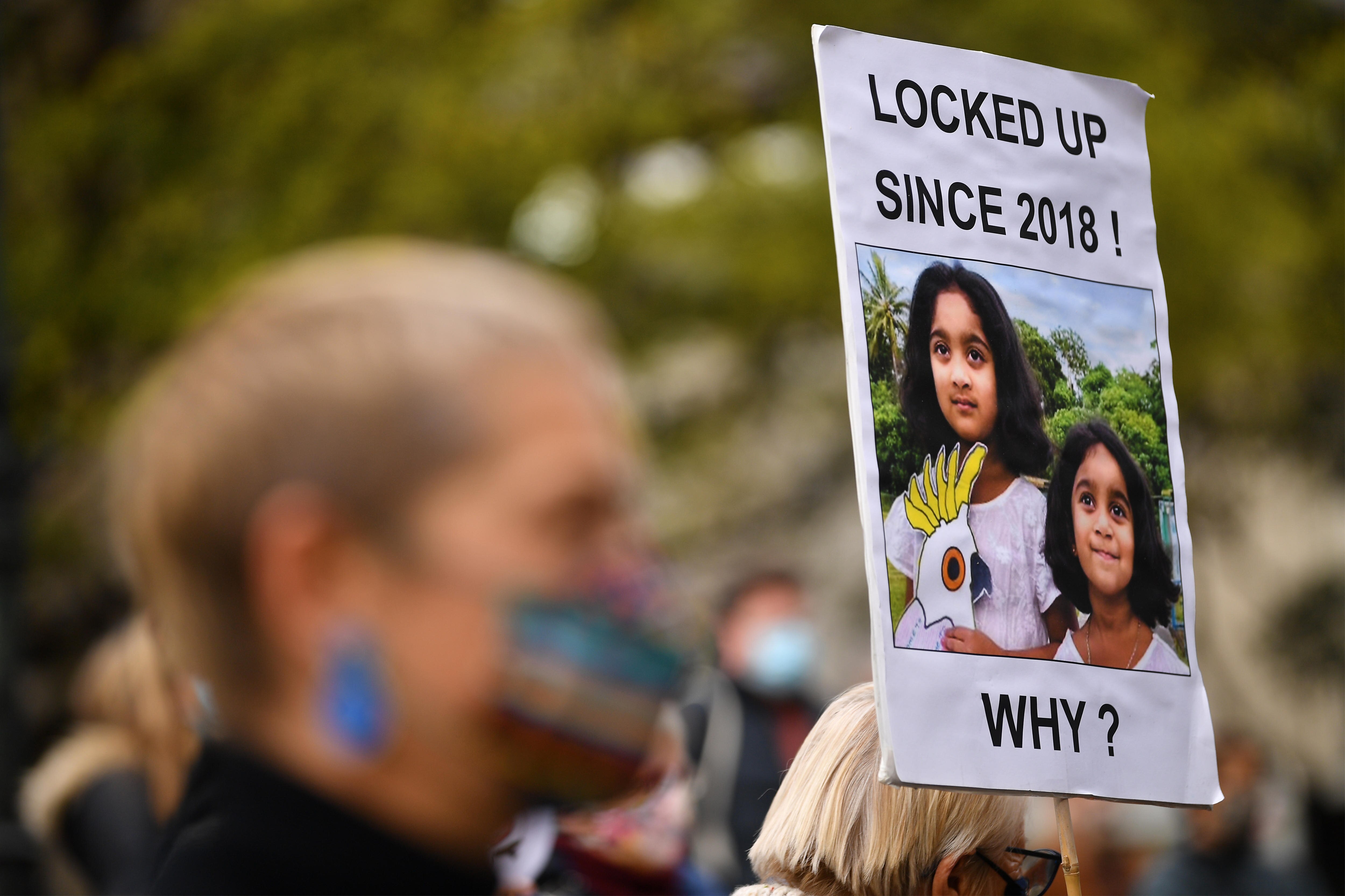 Supporters gather for a ‘Compassion not Detention, free Tharnicaa and the Biloela Family’ rally