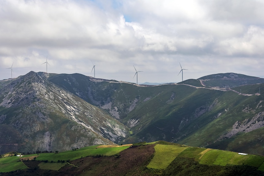 Wind turbines.