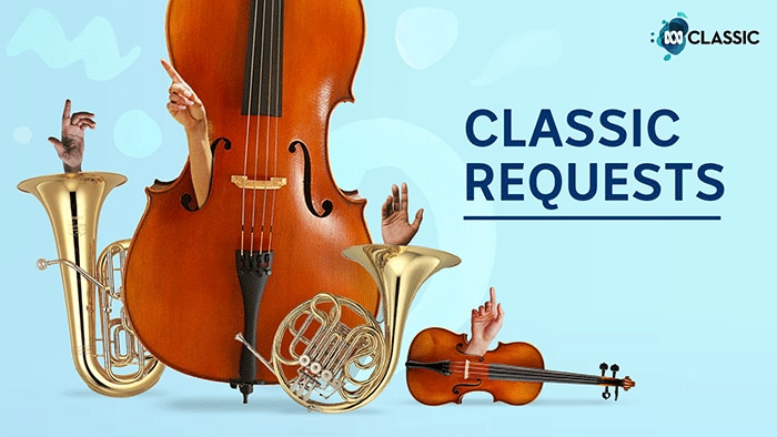 Hands gesture from inside musical instruments with the text "Classic Requests" next to the visual