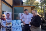 Rob Oakeshott with campaign workers out side polling booth at Toormina High School in July 2016