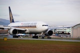Singapore Airlines plane at Canberra Airport