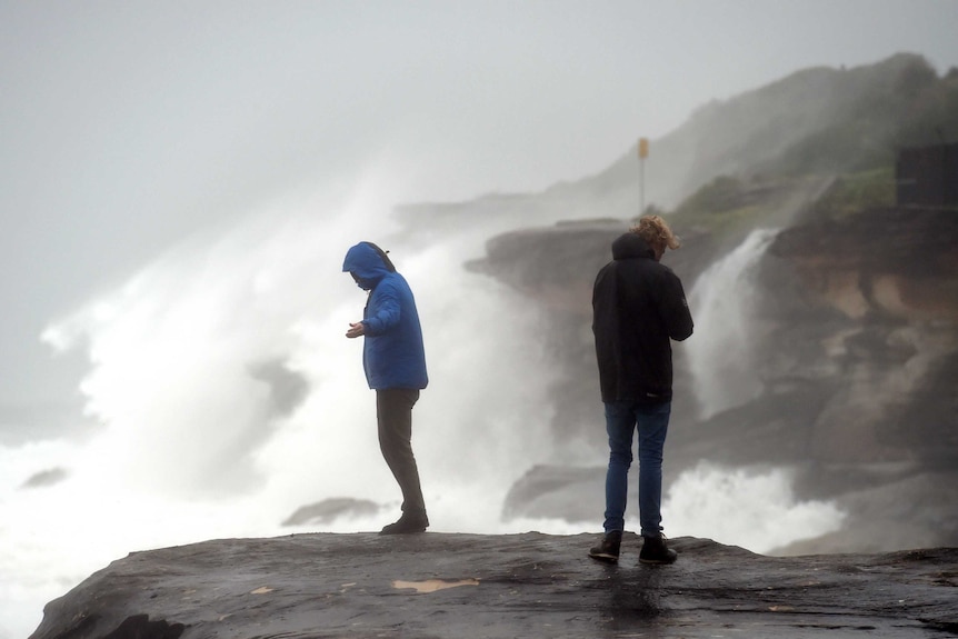 Waves break near Coogee Beach in Sydney