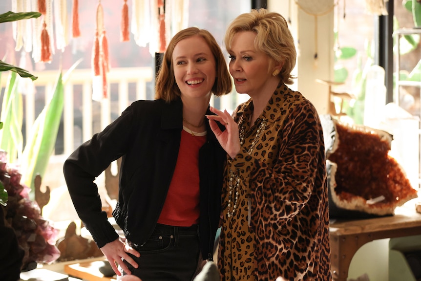 Hannah Einbinder and Jean Smart in a production still in Hacks. 
