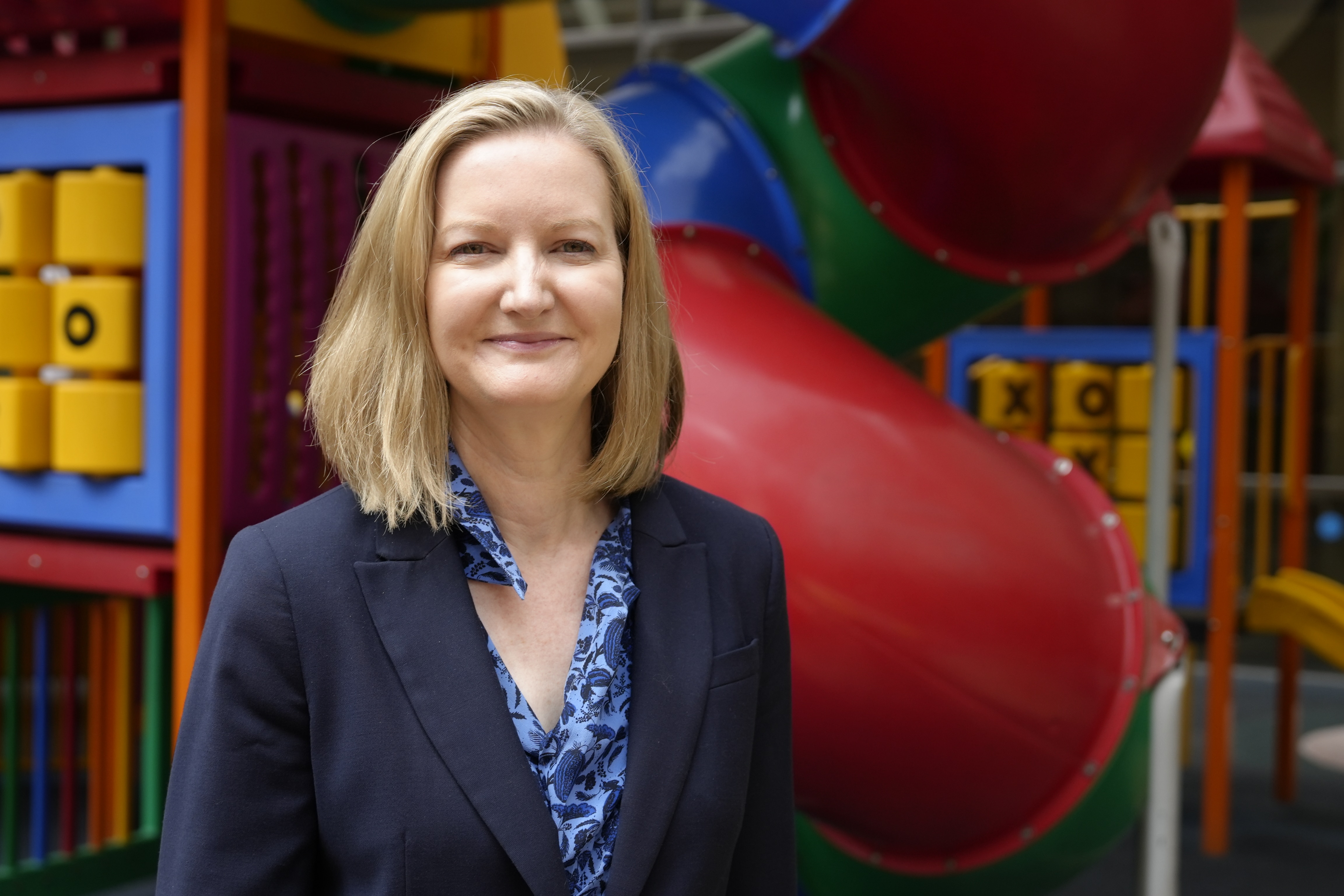 Adelaide surgeon Sonja Latzel in front of play equipment.
