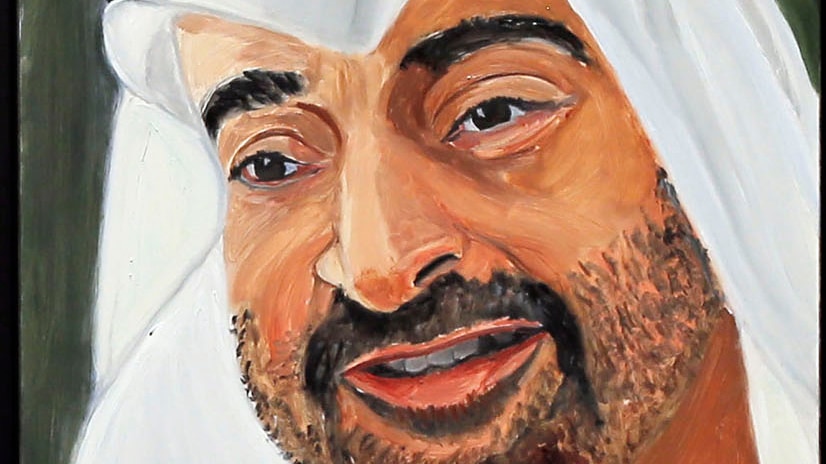 A portrait of Crown Prince of Abu Dhabi Mohamed bin Zayed Al Nahyan, painted by George W Bush.