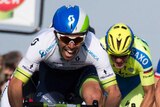 Michael Matthews leads the sprinters on stage three of Paris-Nice