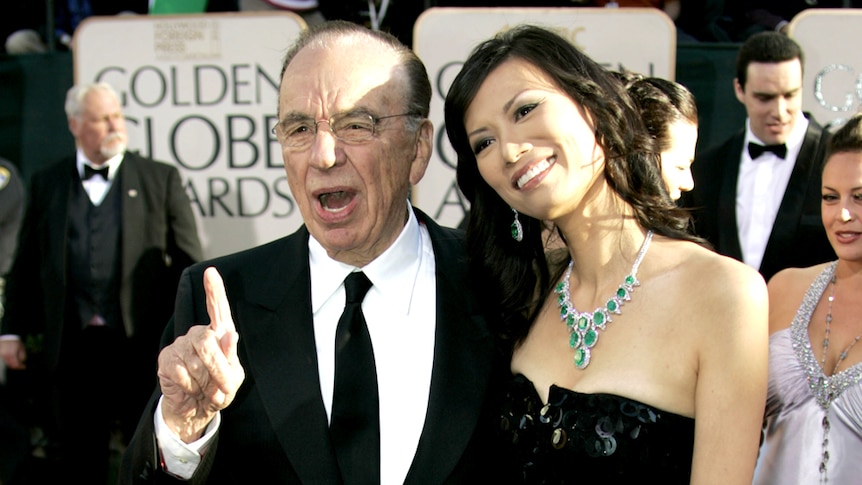 Rupert Murdoch and his wife Wendi Deng arrive at the 2007 Golden Globe Awards in Beverly Hills, California.