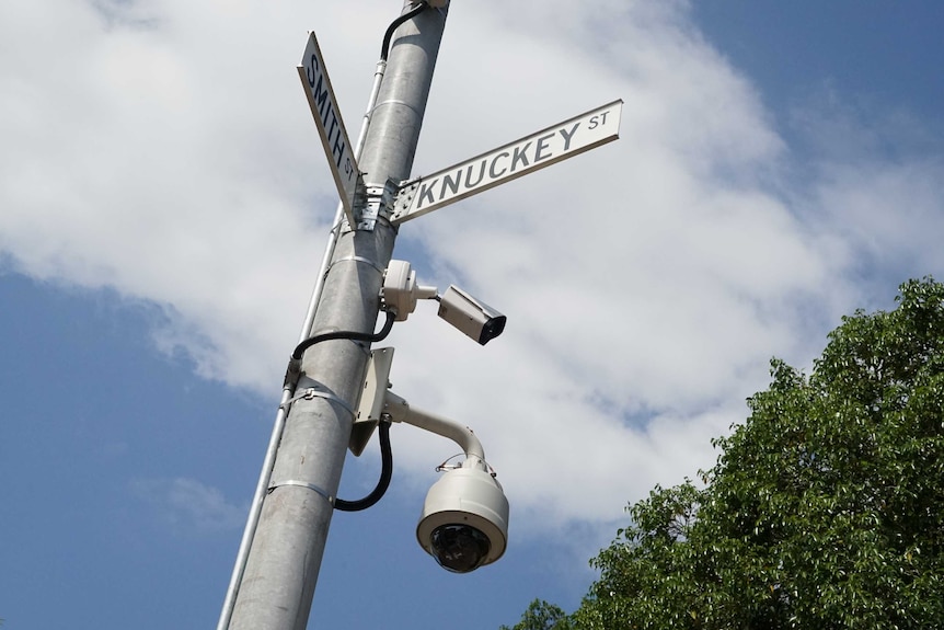 Surveillance cameras on Knuckey Street in Darwin's CBD.