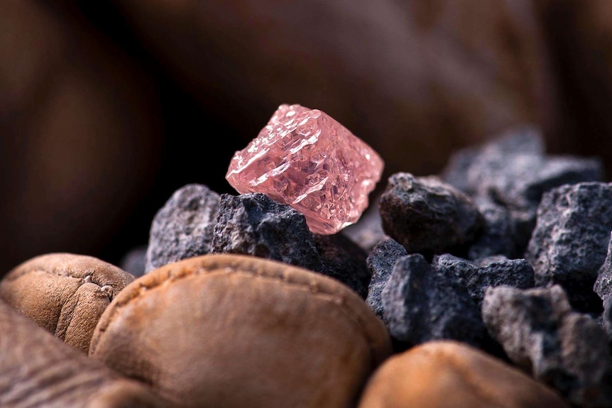 An uncut Argyle pink diamond