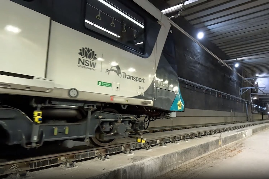 Harbour Metro train passes through tunnel during test